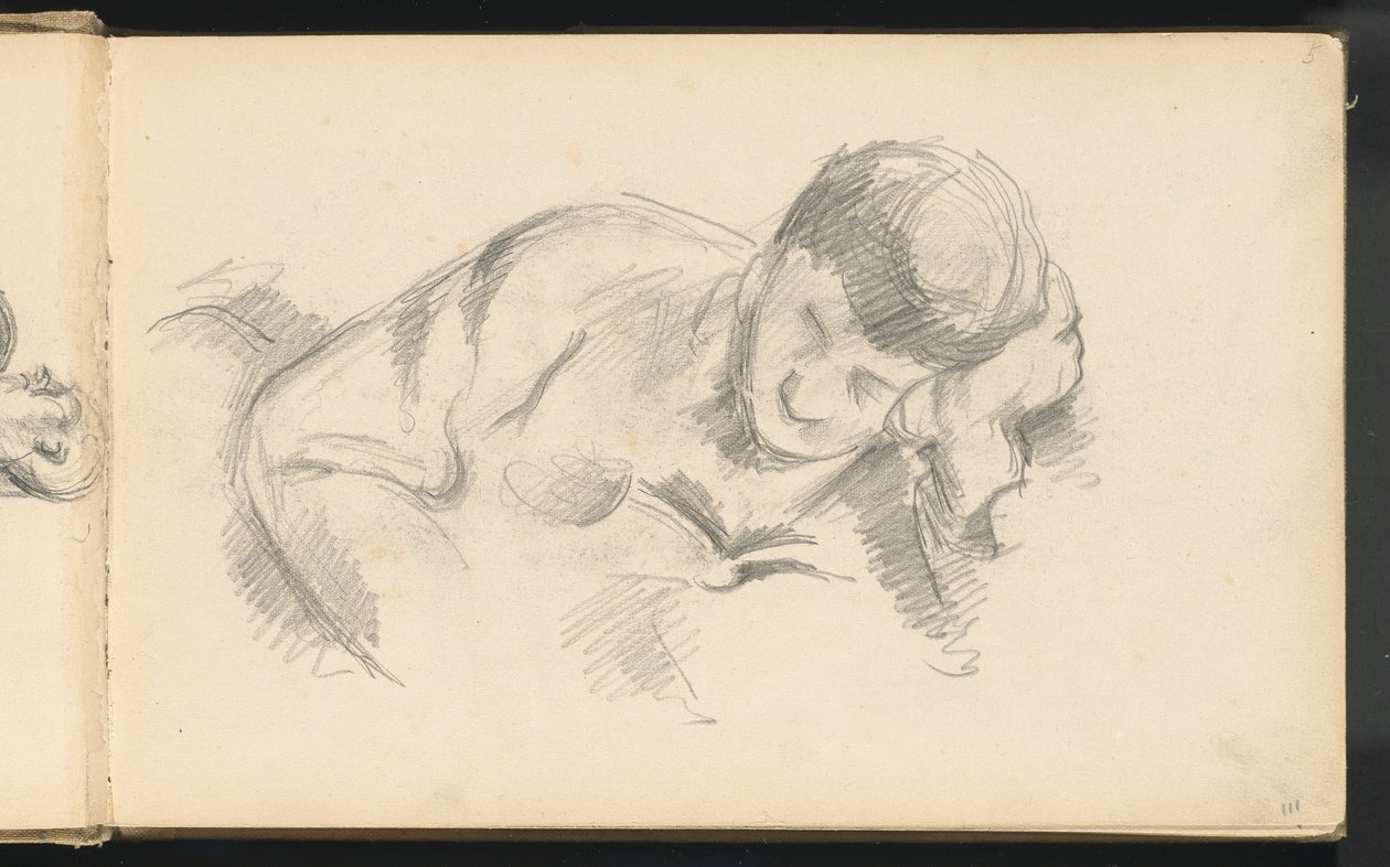 De zoon van de kunstenaar leunend op zijn elleboog door Paul Cézanne