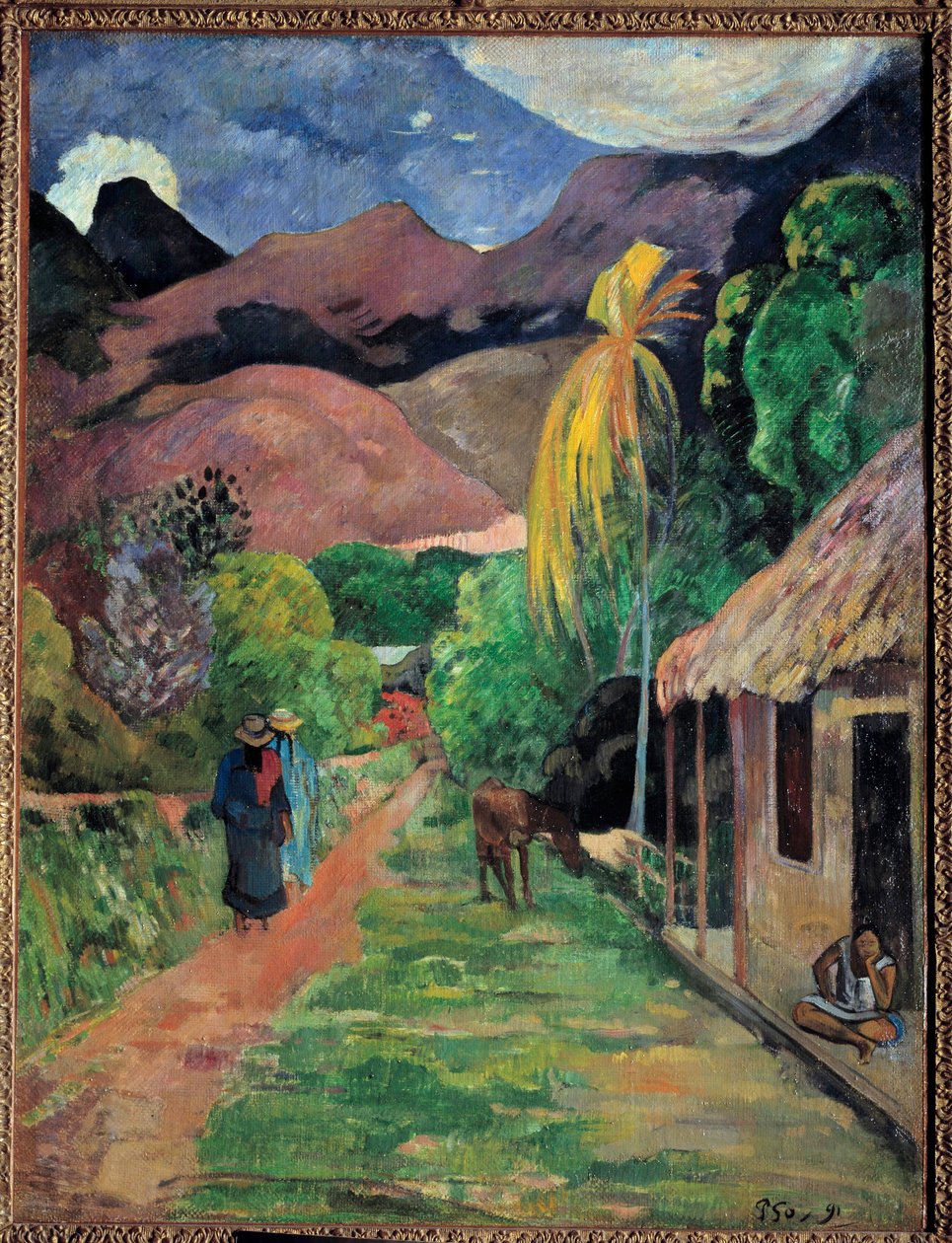 Een straat in Tahiti door Paul Gauguin