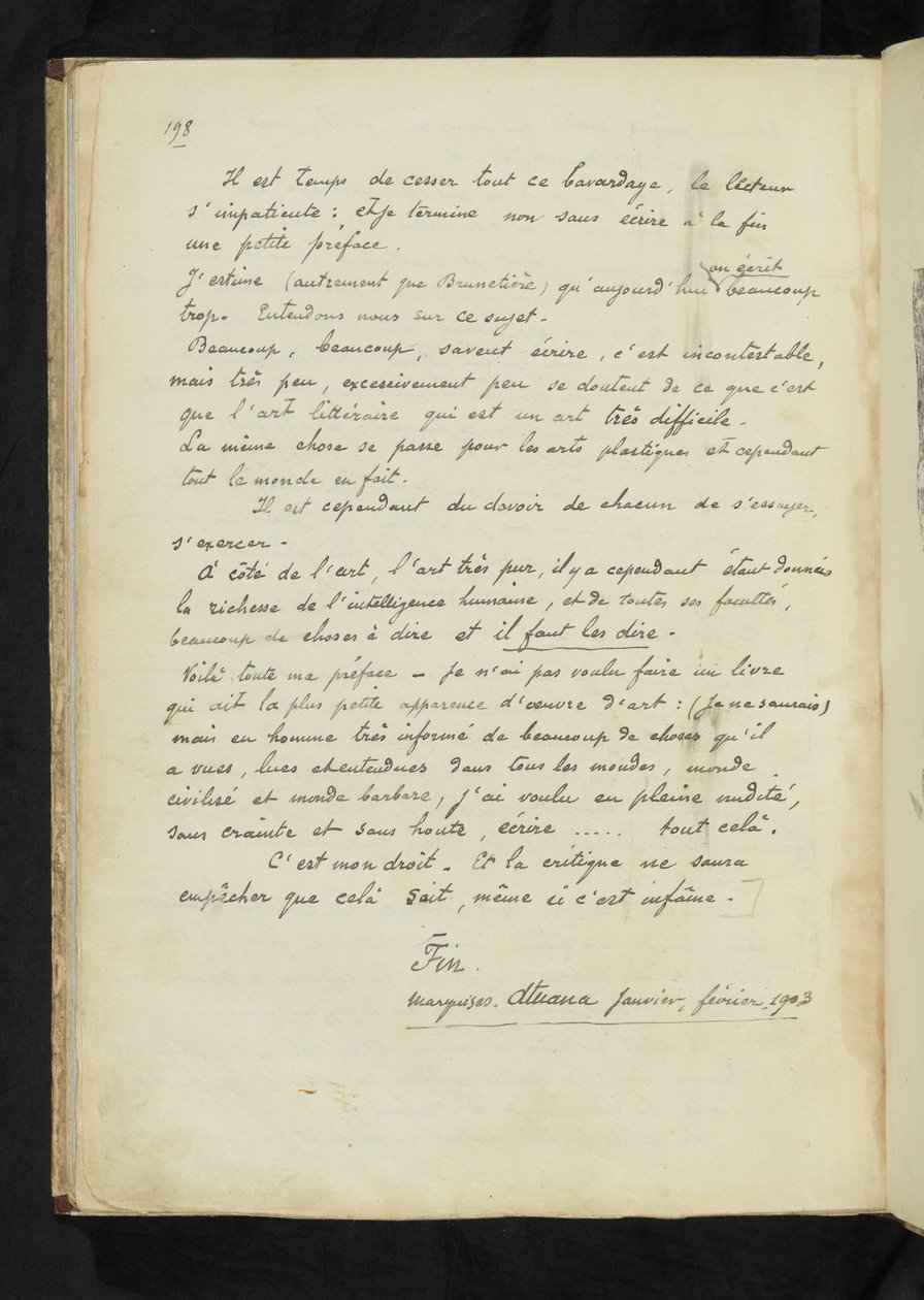 Avant et après - Laatste pagina van hoofdtekst door Paul Gauguin