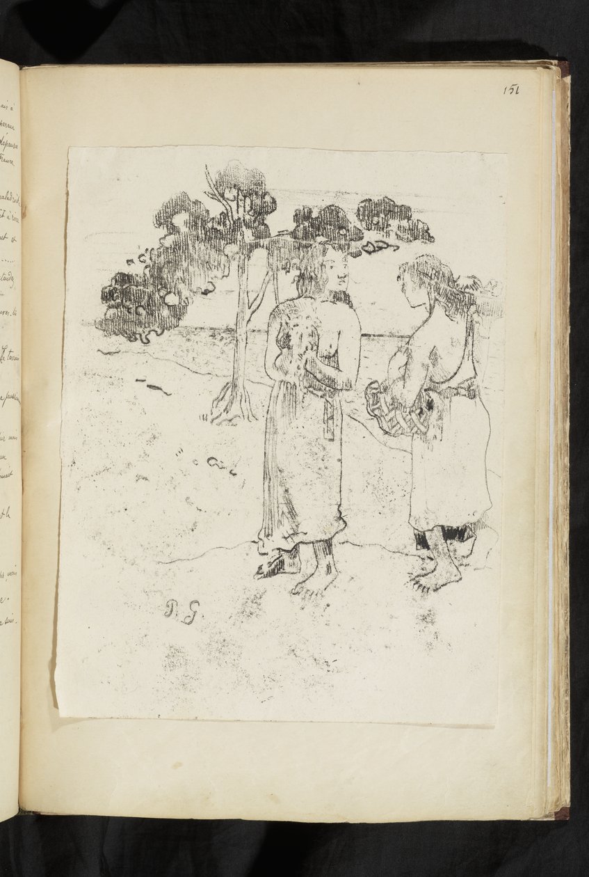 Avant et après - Twee vrouwen in gesprek in een landschap door Paul Gauguin