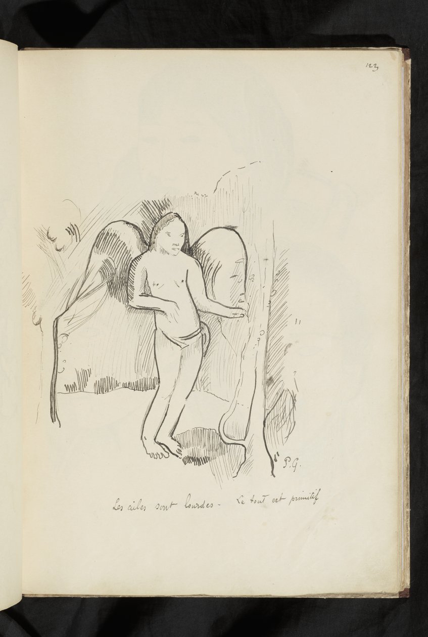 Avant et après - tekening "Les ailes sont lourdes. Le tout est primitif" door Paul Gauguin