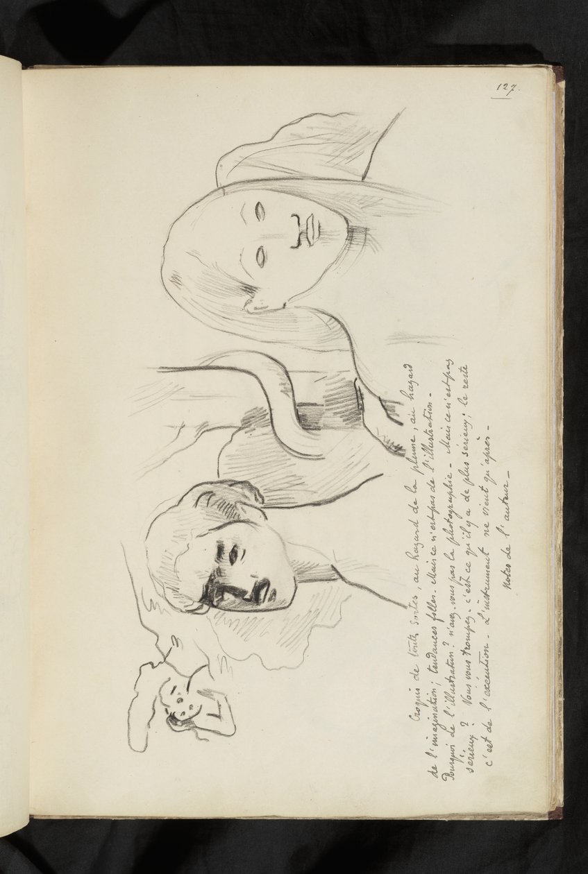 Voor en na - tekst en tekening van Adam en Eva met de slang die zich om de boom slingert achter hen door Paul Gauguin