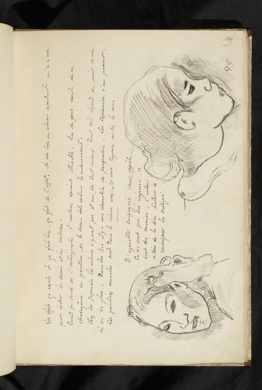Avant et après - tekst en twee tekeningen van een meisjeshoofd door Paul Gauguin