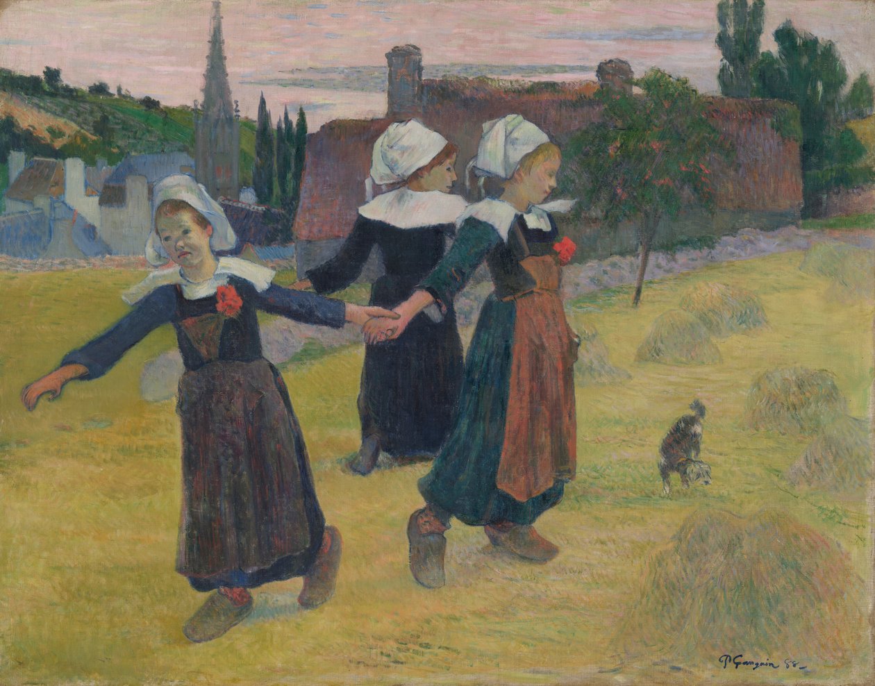 Dansende Bretonse meisjes, Pont-Aven door Paul Gauguin