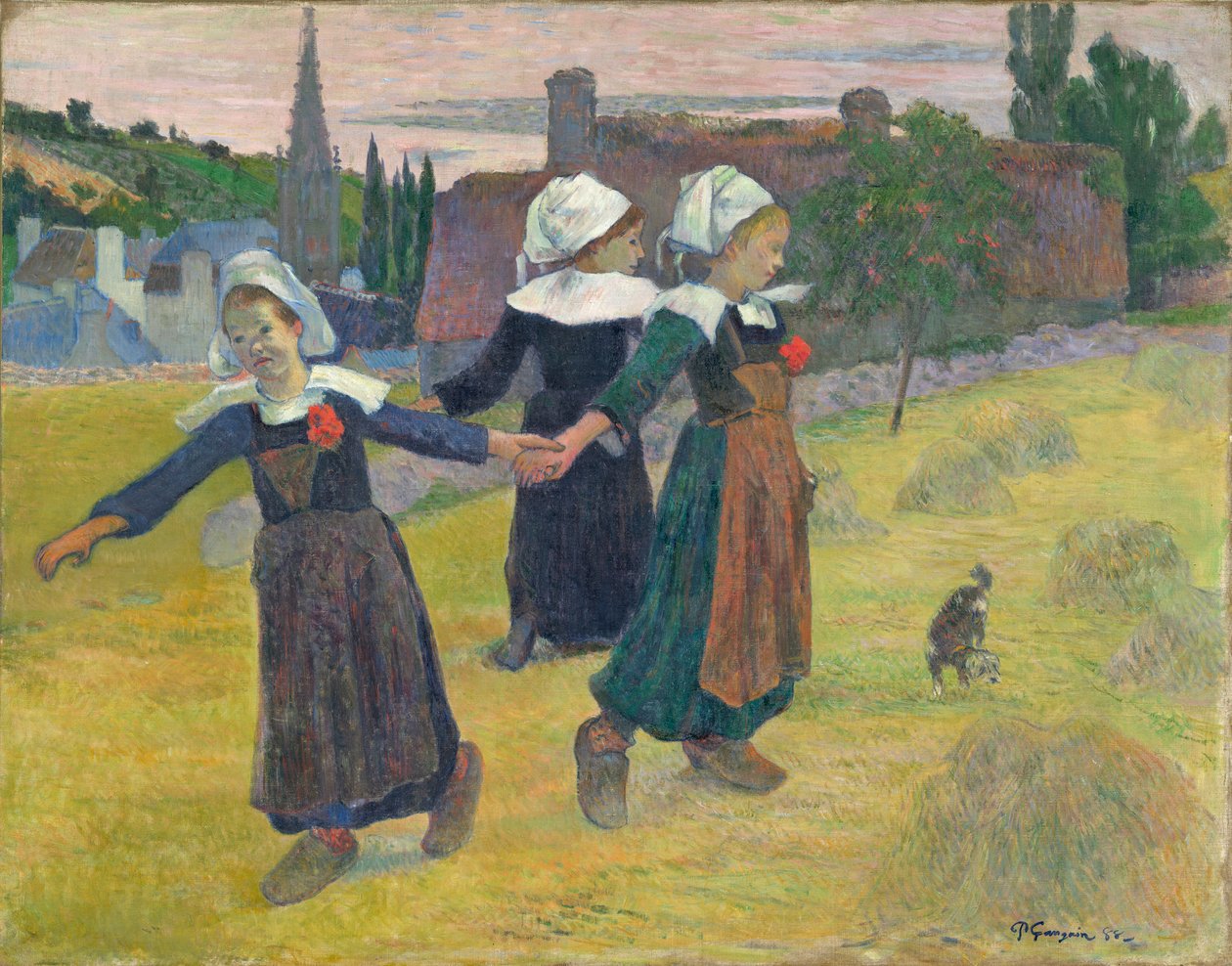 Bretonse meisjes dansen, Pont-Aven door Paul Gauguin