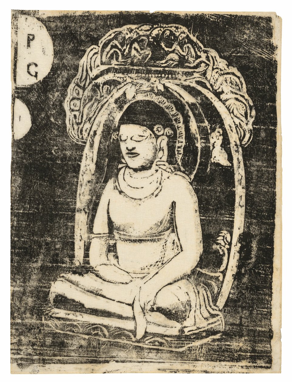 Boeddha, uit de reeks late houtblokprenten door Paul Gauguin