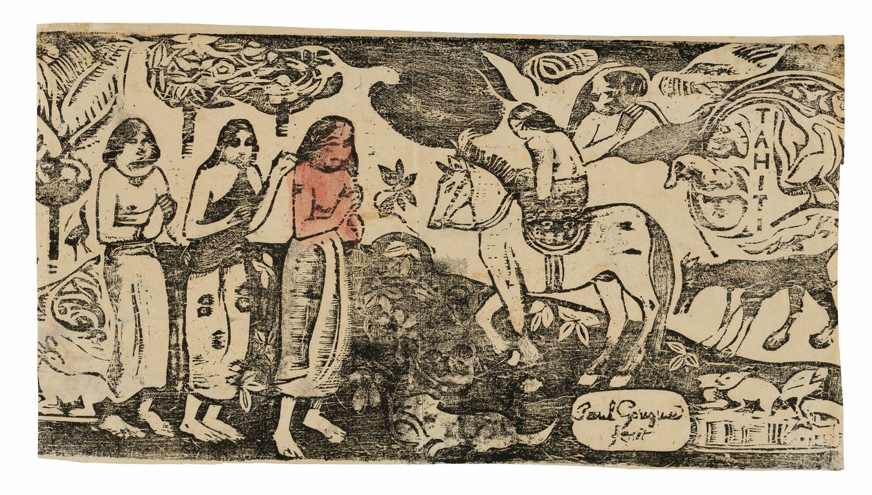 Verandering van verblijf, uit de Suite van Late Houtsneden door Paul Gauguin