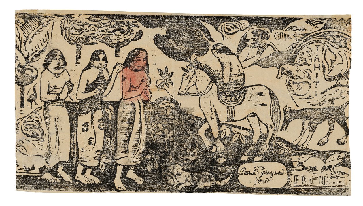 Verandering van verblijf, uit de Suite van Late Houtsneden door Paul Gauguin