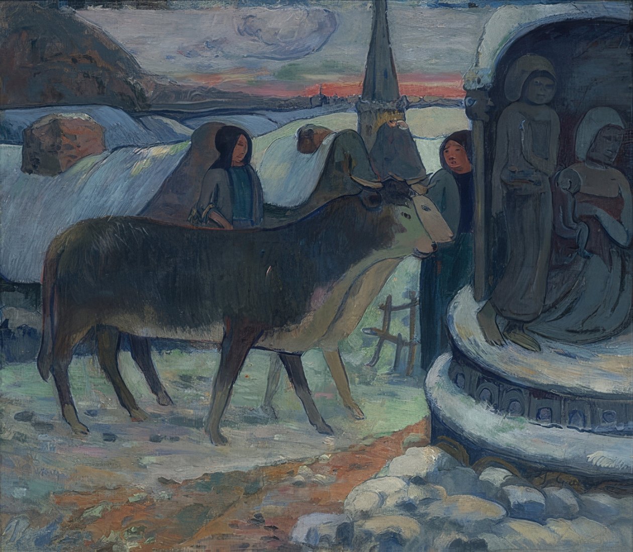 De heilige nacht (de zegening van de ossen) door Paul Gauguin