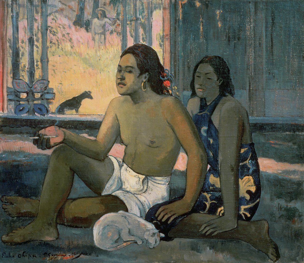 Eiaha Ohipa of Tahitianen in een kamer door Paul Gauguin