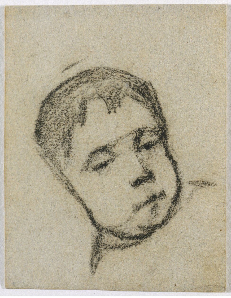 Emil Gauguin als kind, hoofd op een kussen, ca. 1875-76 (zwart krijt) door Paul Gauguin