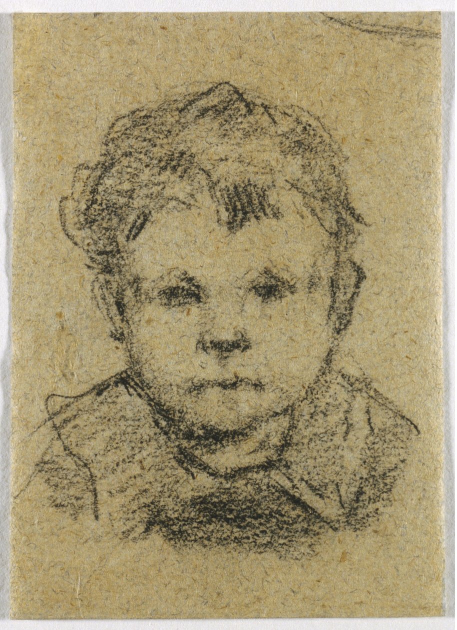 Emil Gauguin als kind met kraagshirt, ca. 1875-76 (zwart krijt ) door Paul Gauguin