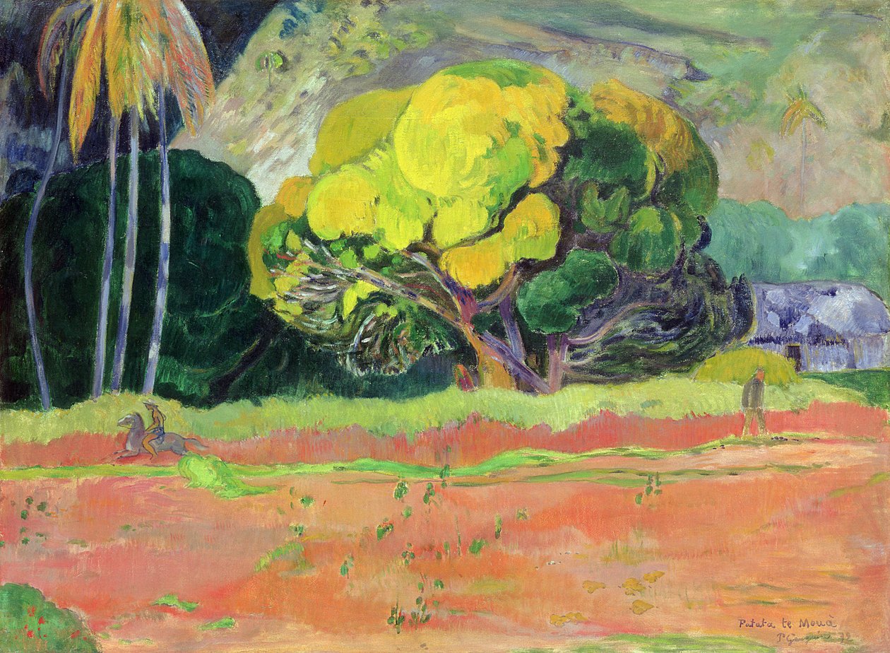 Fatata te Moua (Aan de Voet van de Berg) door Paul Gauguin
