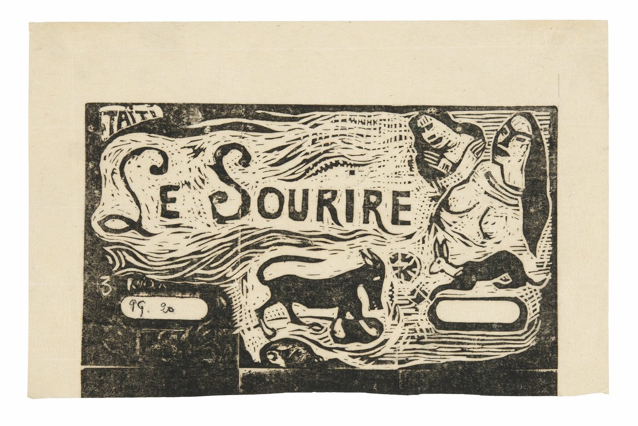 Vos, Bustes van Twee Vrouwen, en een Konijn, kopstuk voor Le sourire door Paul Gauguin