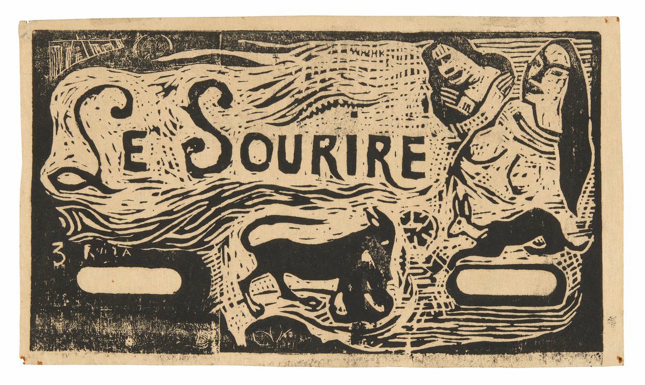 Vos, Bustes van twee vrouwen en een konijn, kopstuk voor Le sourire door Paul Gauguin