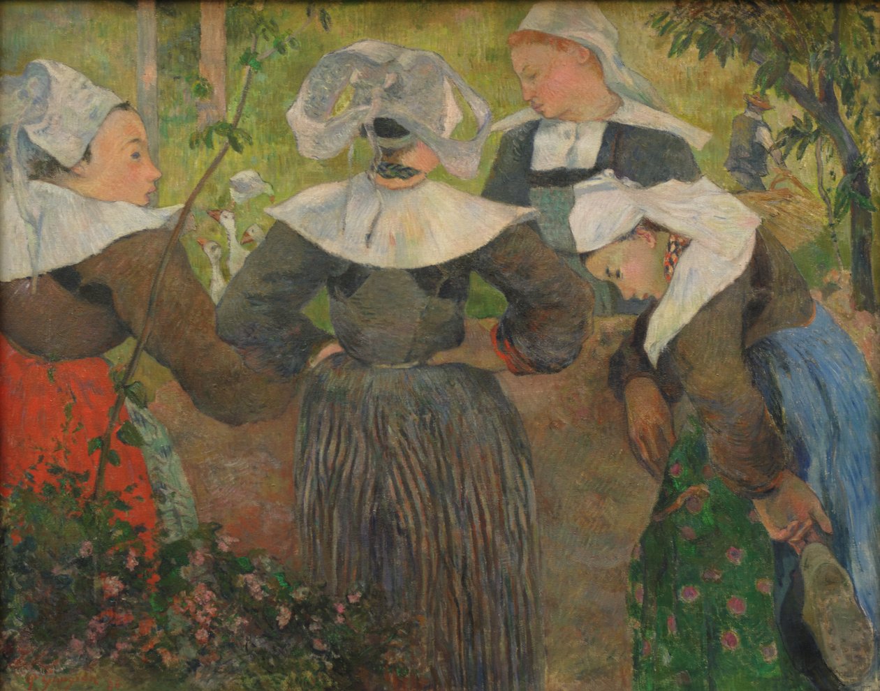 Frans: Bretonnes causant, ou La Danse des quatre Bretonnes Vier Bretonse vrouwen door Paul Gauguin