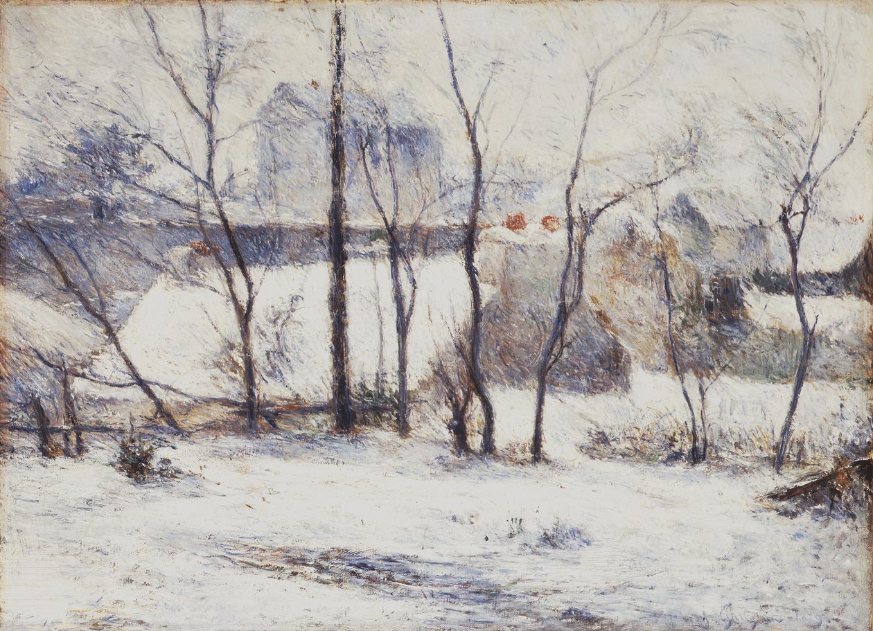 Frans: La Neige à Vaugirard II, ou Jardin sous la neige I Tuin onder sneeuw door Paul Gauguin