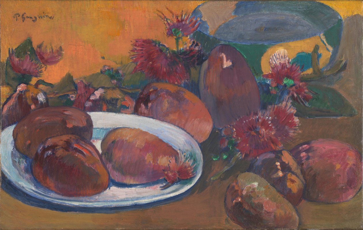 Frans:  Nature morte aux mangues Stil leven met mango