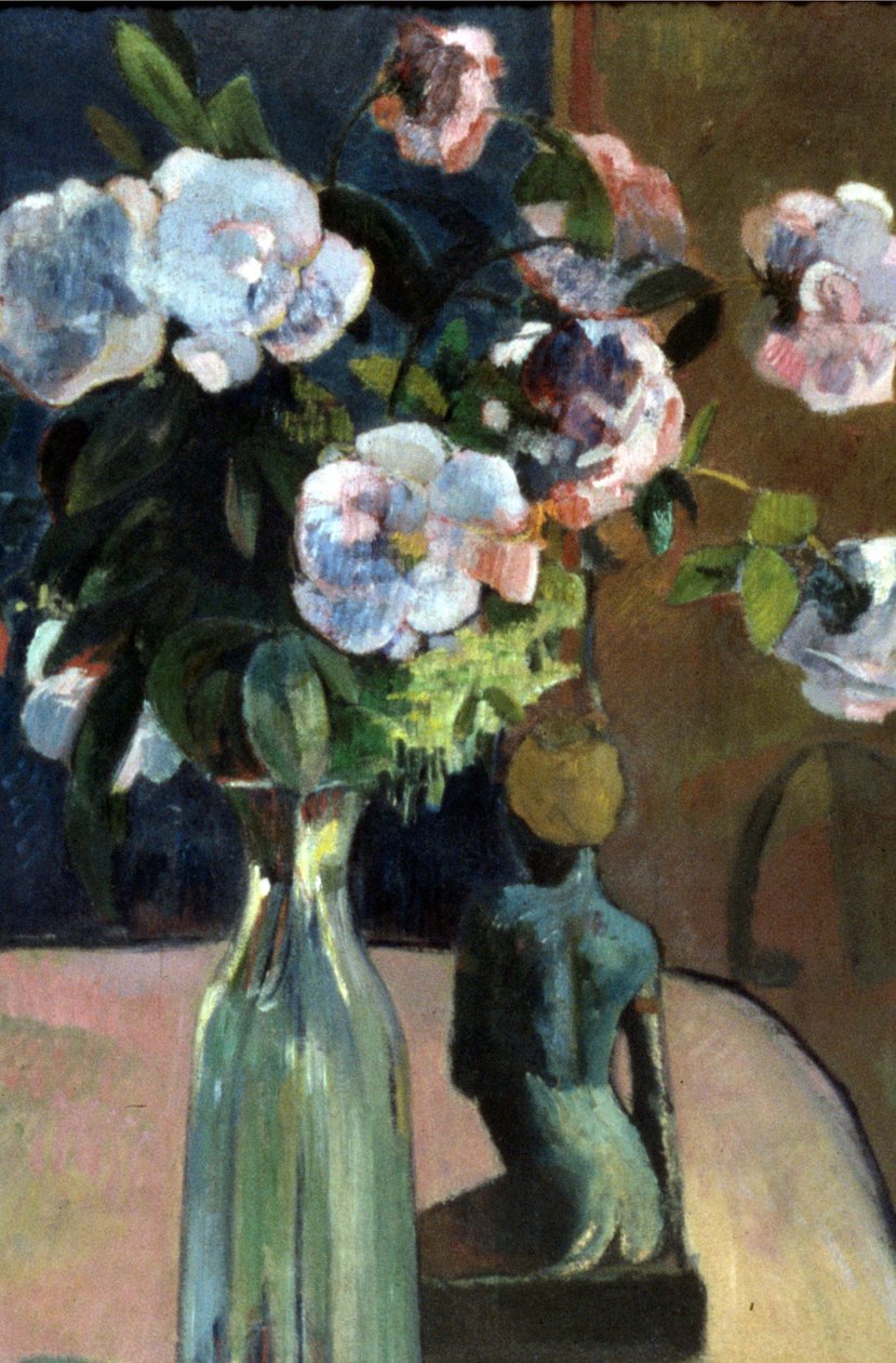 Frans: Nature morte à la statuette, ou Roses et statuette Rozen en beeldje door Paul Gauguin