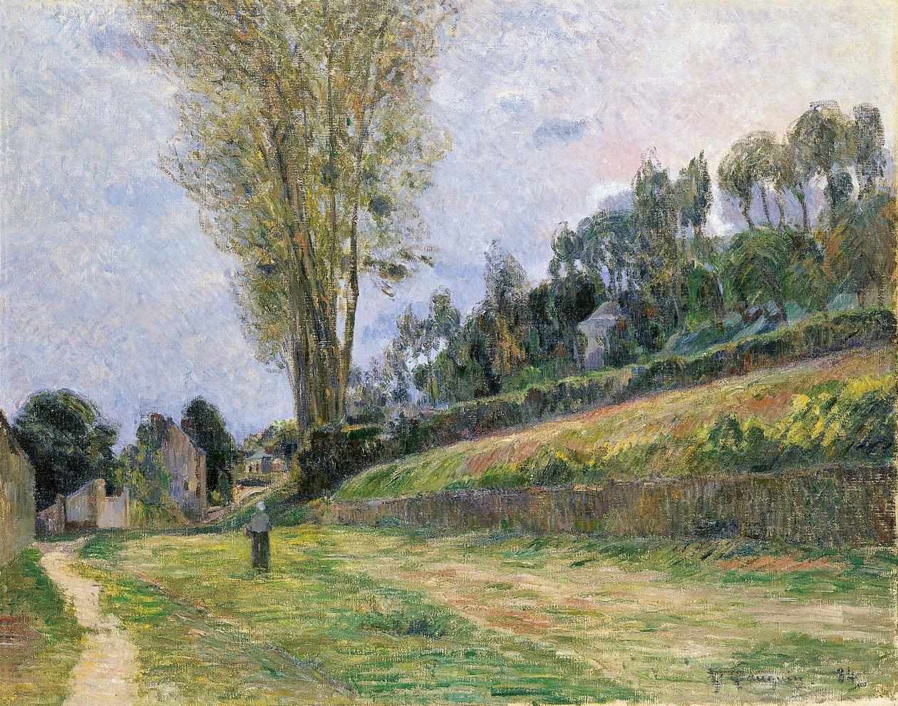 Frans: Une Rue à Rouen, ou Personage sur la route Straat in Rouen door Paul Gauguin