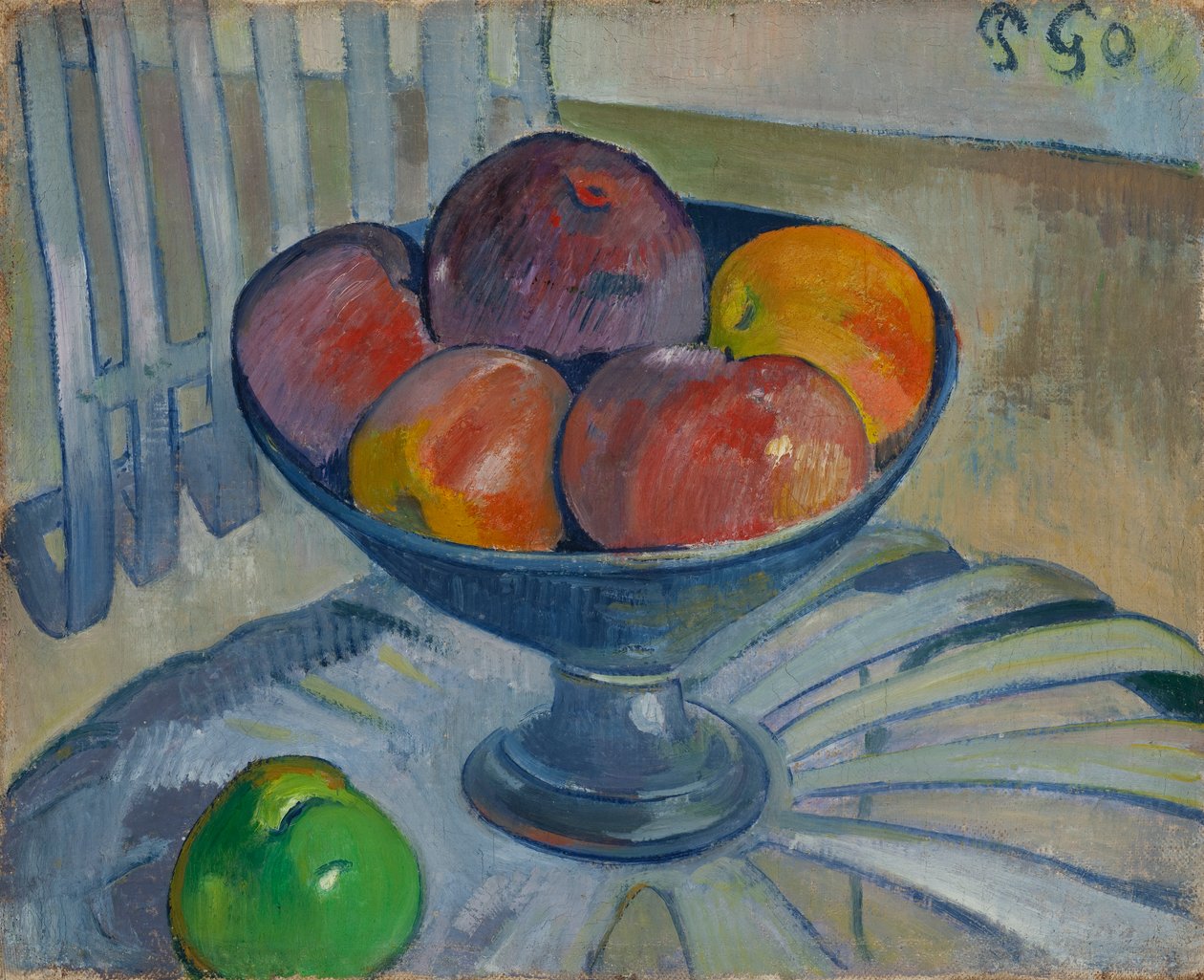 Fruitschaal op een tuinstoel, c.1890 door Paul Gauguin