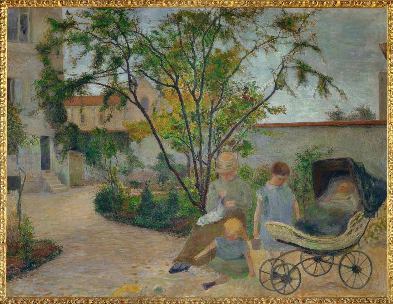 Tuin in Vaugirard, of De familie van de schilder in de tuin door Paul Gauguin