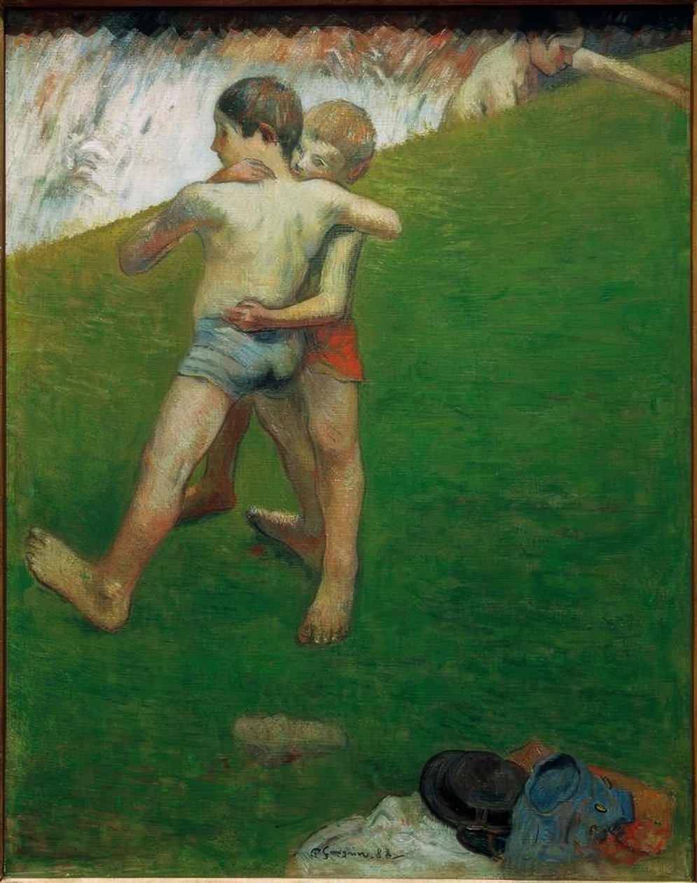 Jonge worstelaars – Bretagne door Paul Gauguin