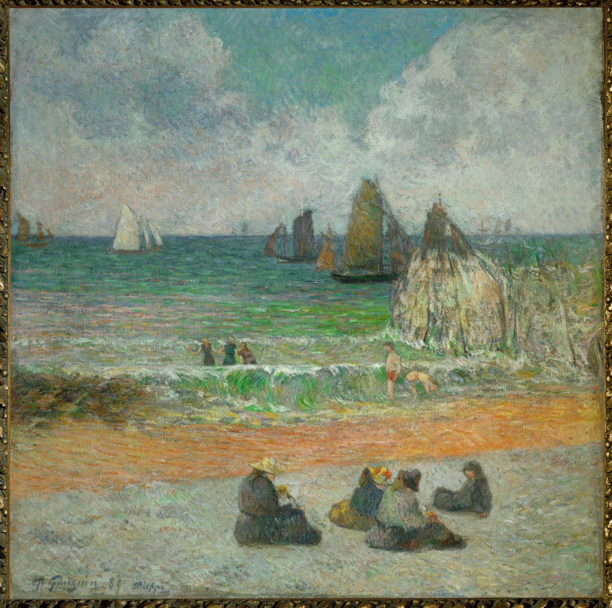 Het strand van Dieppe of de baders (olieverf op doek) door Paul Gauguin
