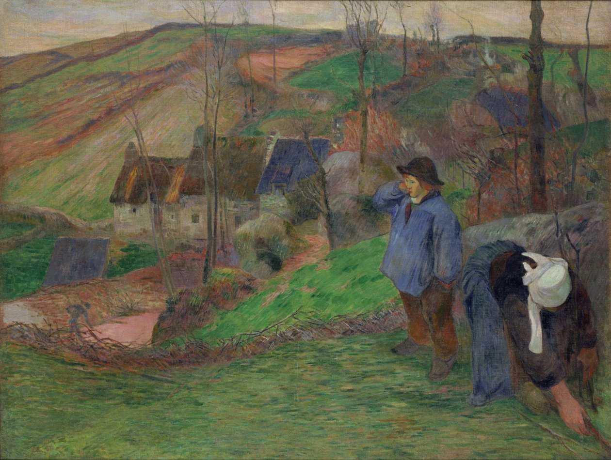 Landschap van Bretagne door Paul Gauguin