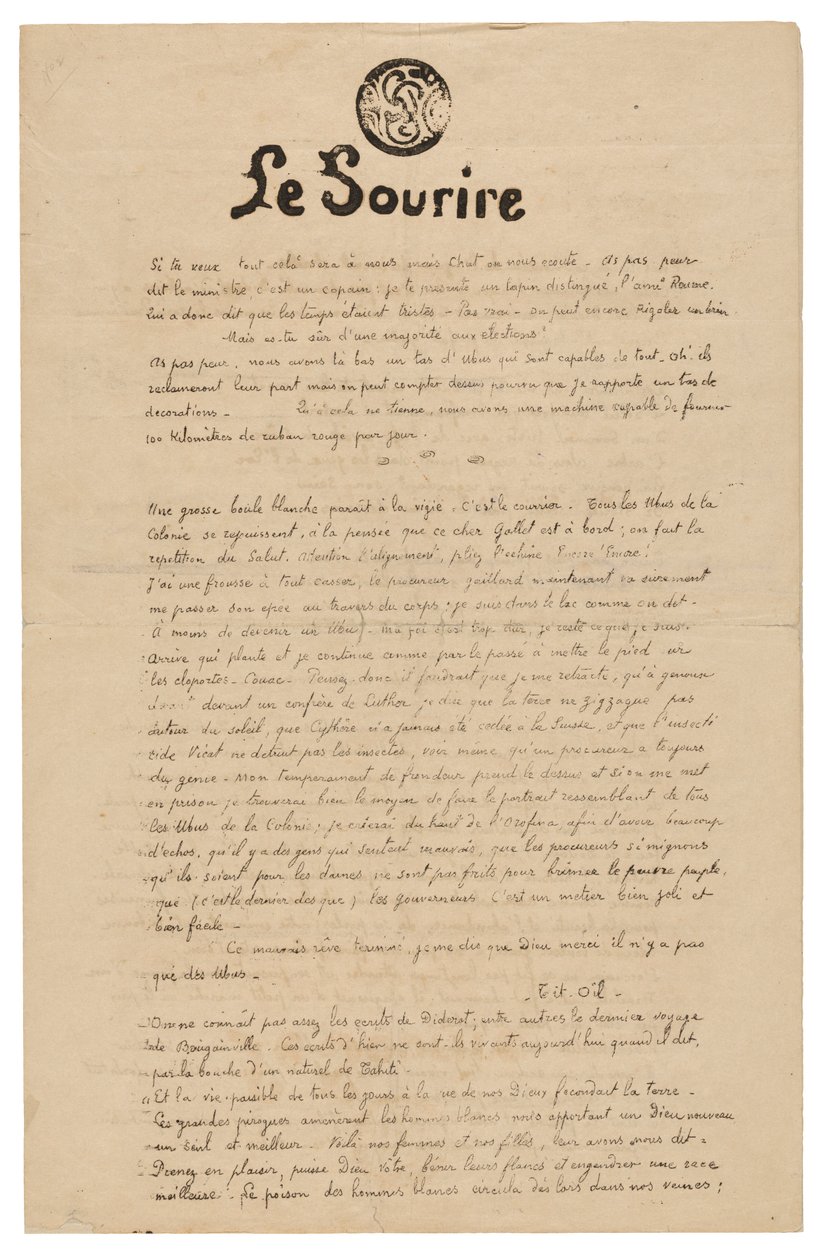 De glimlach: serieus tijdschrift, nov. 1899 door Paul Gauguin
