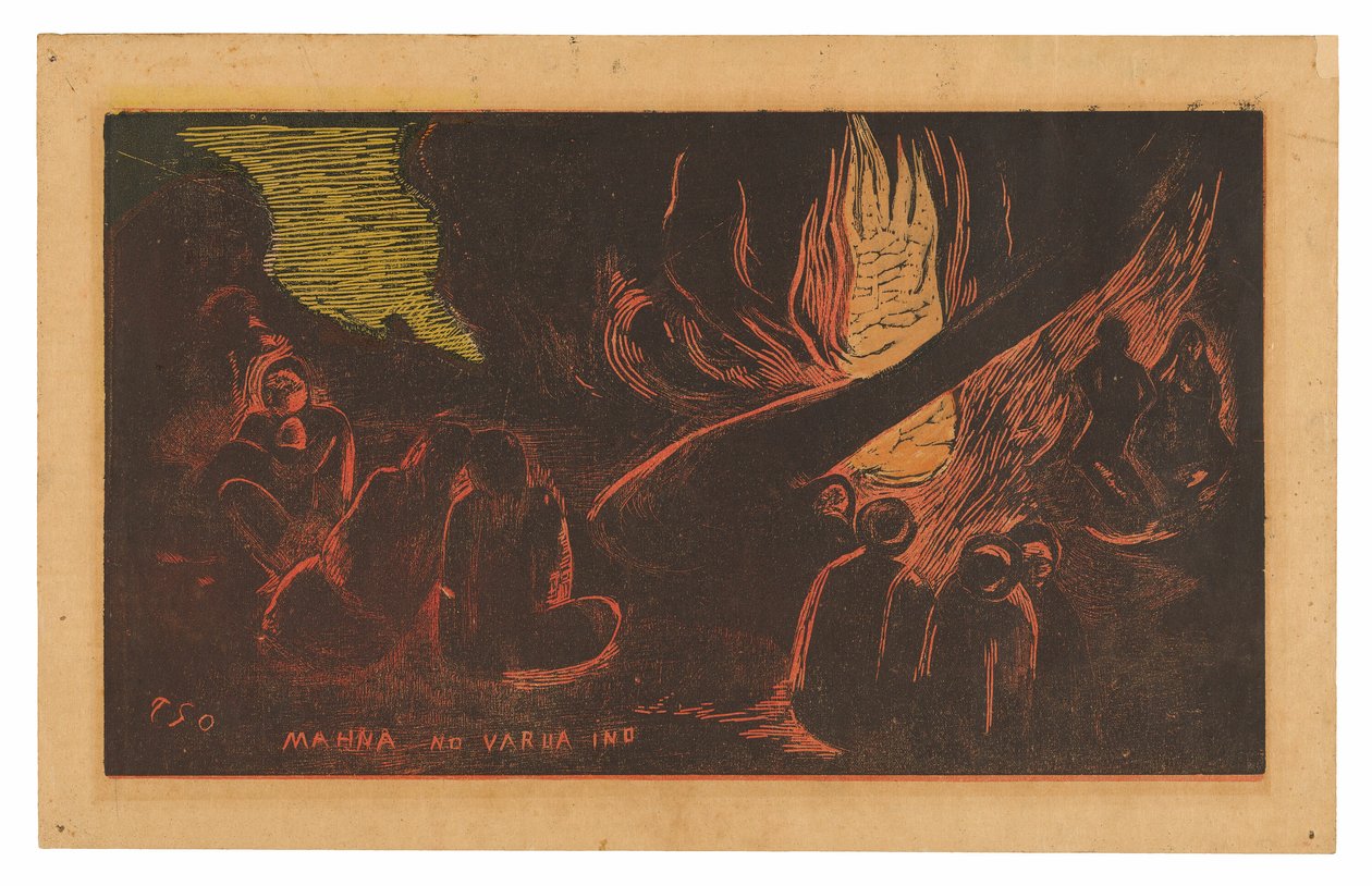 Mahna no varua ino (De Duivel Spreekt), uit de Noa Noa Suite door Paul Gauguin