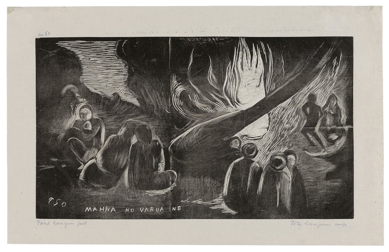 Mahna no varua ino (De duivel spreekt), uit de Noa Noa Suite door Paul Gauguin