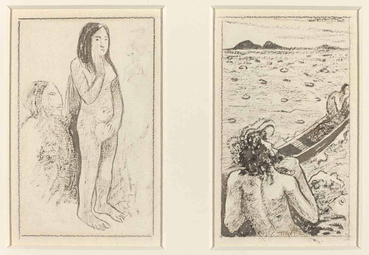 Parau No Te Varau Ino (links); Tahitiaanse Legende (rechts) door Paul Gauguin