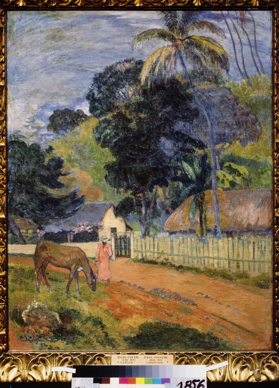 Landschap. Een paard op een weg door Paul Gauguin