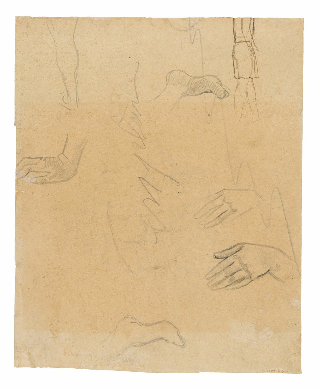 Schetsen van Figuren, Handen en Voeten (gerelateerd aan het schilderij Aha oe feii? [Wat! Ben Je Jaloers?]) door Paul Gauguin