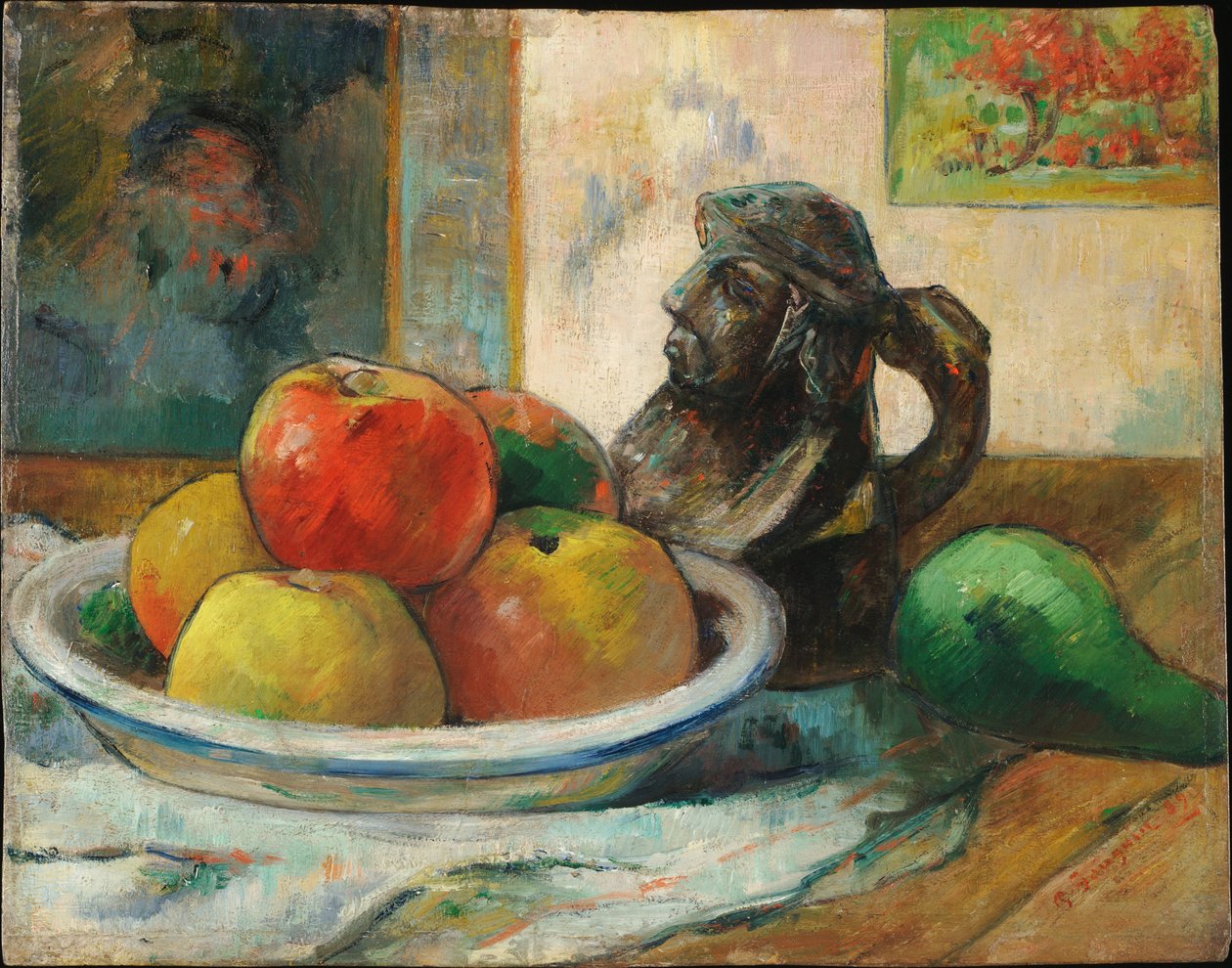 Stilleven met Appels, Peer en Kruik door Paul Gauguin