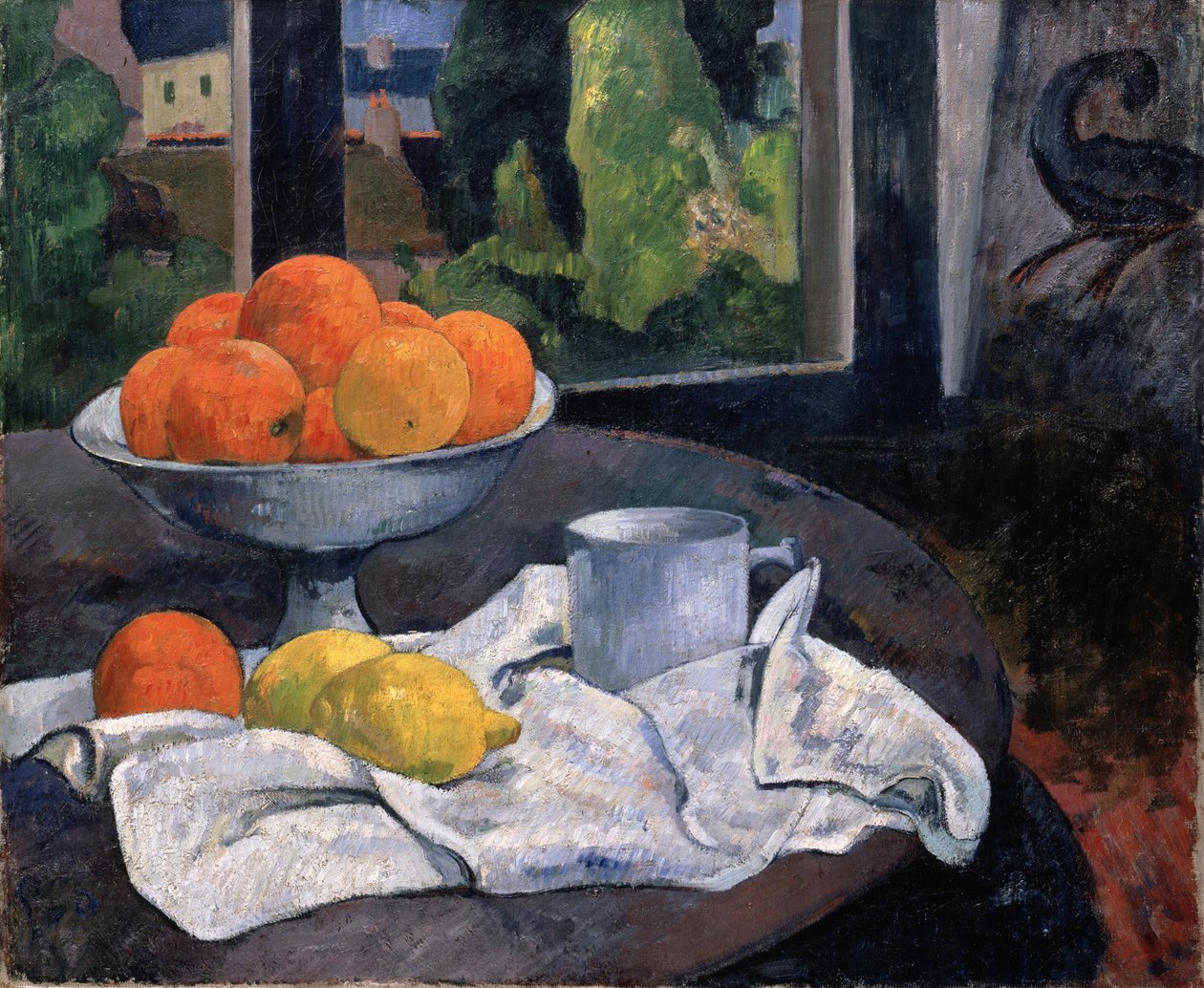 Stilleven met fruitschaal en citroenen, ca. 1890 door Paul Gauguin