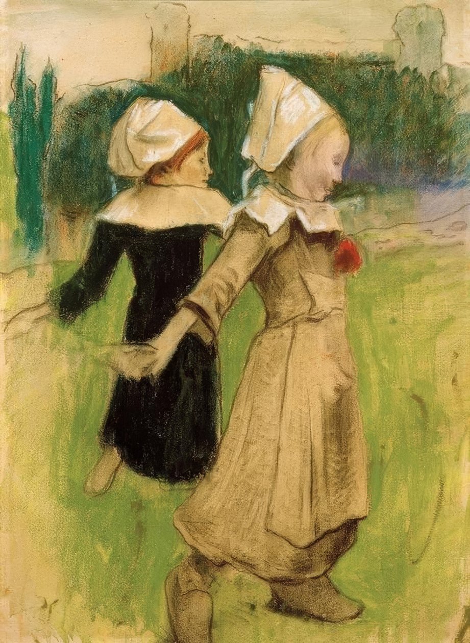 Studie voor: Bretonse meisjes bij de dans, Pont-Aven door Paul Gauguin