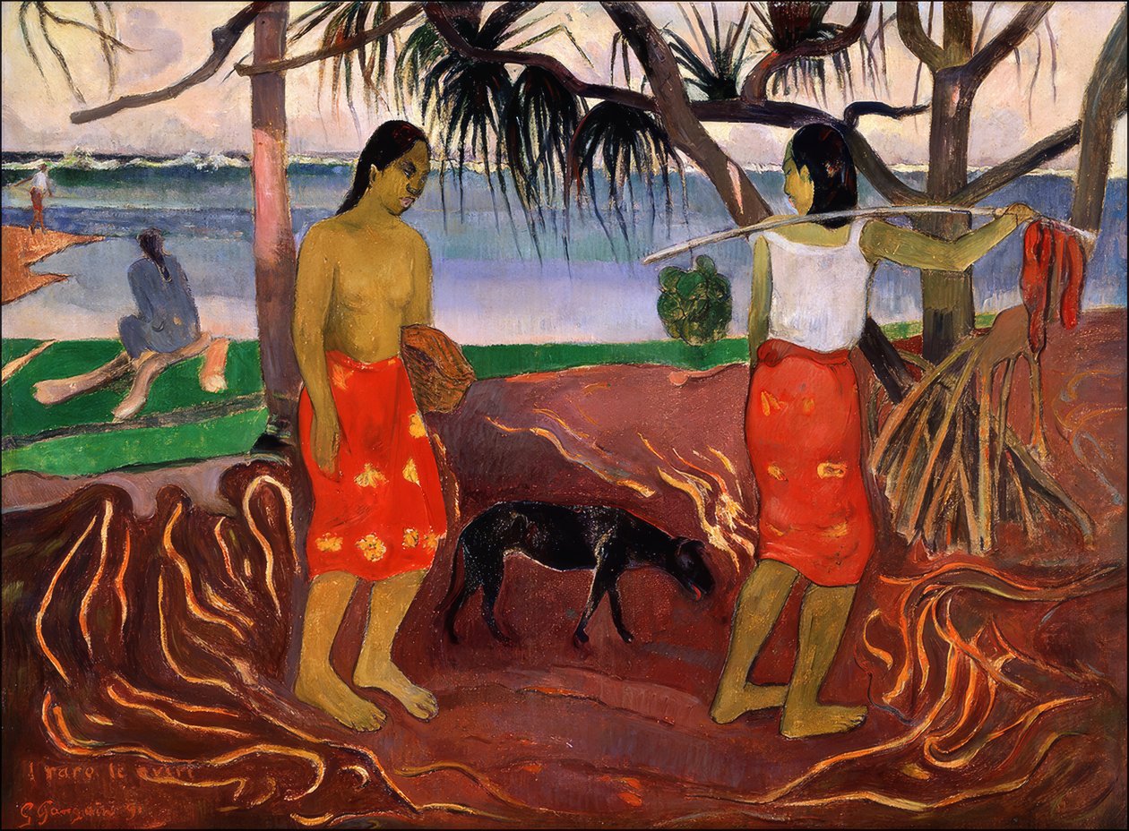 Tahiti: I Raro Te Oviri (Onder de Pandanus) door Paul Gauguin
