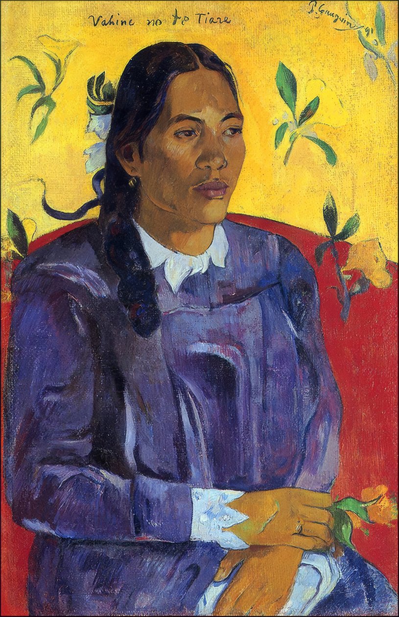 Tahiti: Vahine No Te Tiare (Vrouw met een bloem) door Paul Gauguin
