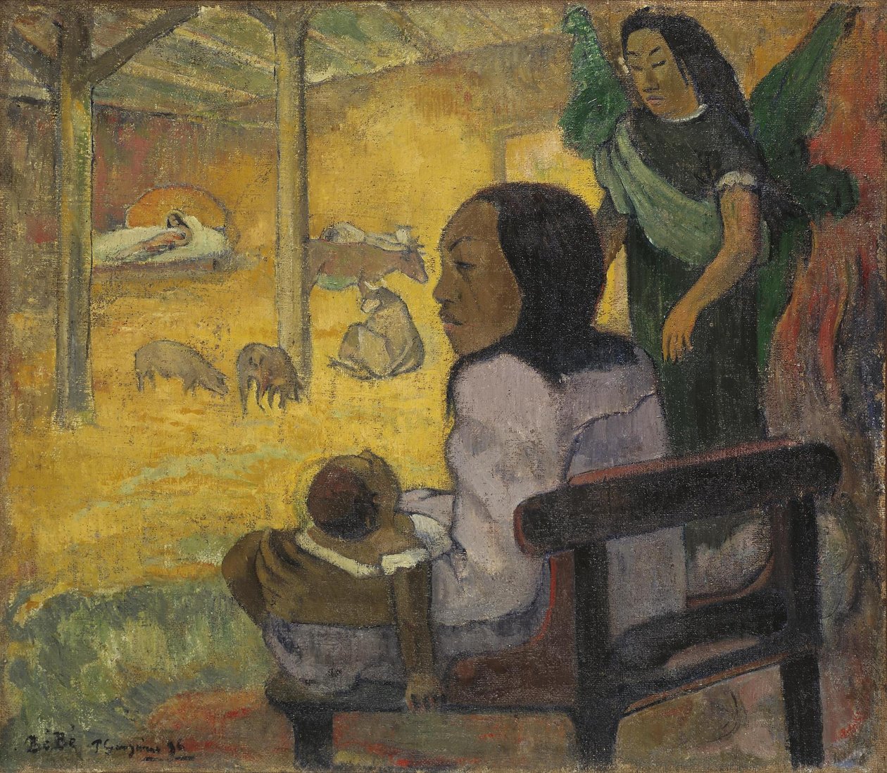 Tahitiaans: Bé bé (Pēpe) Be Be (De Geboorte) door Paul Gauguin