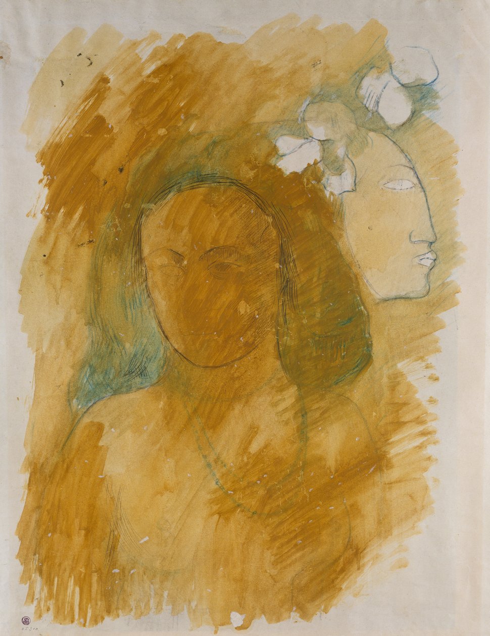 Tahitianische Frau mit bösem Geist door Paul Gauguin