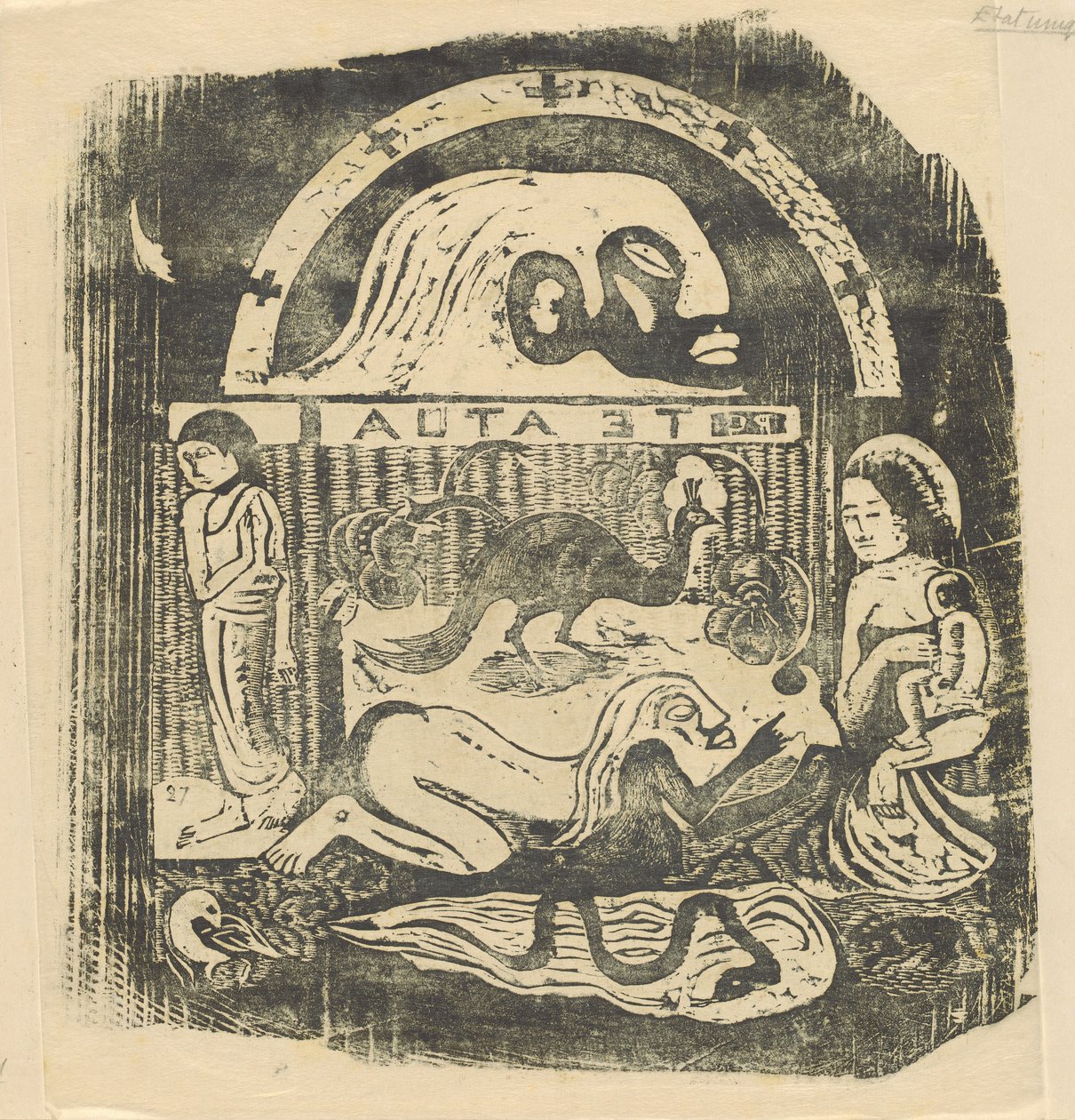 Te Atua De Goden Kleine Plaat [recto], in of na 1895 door Paul Gauguin