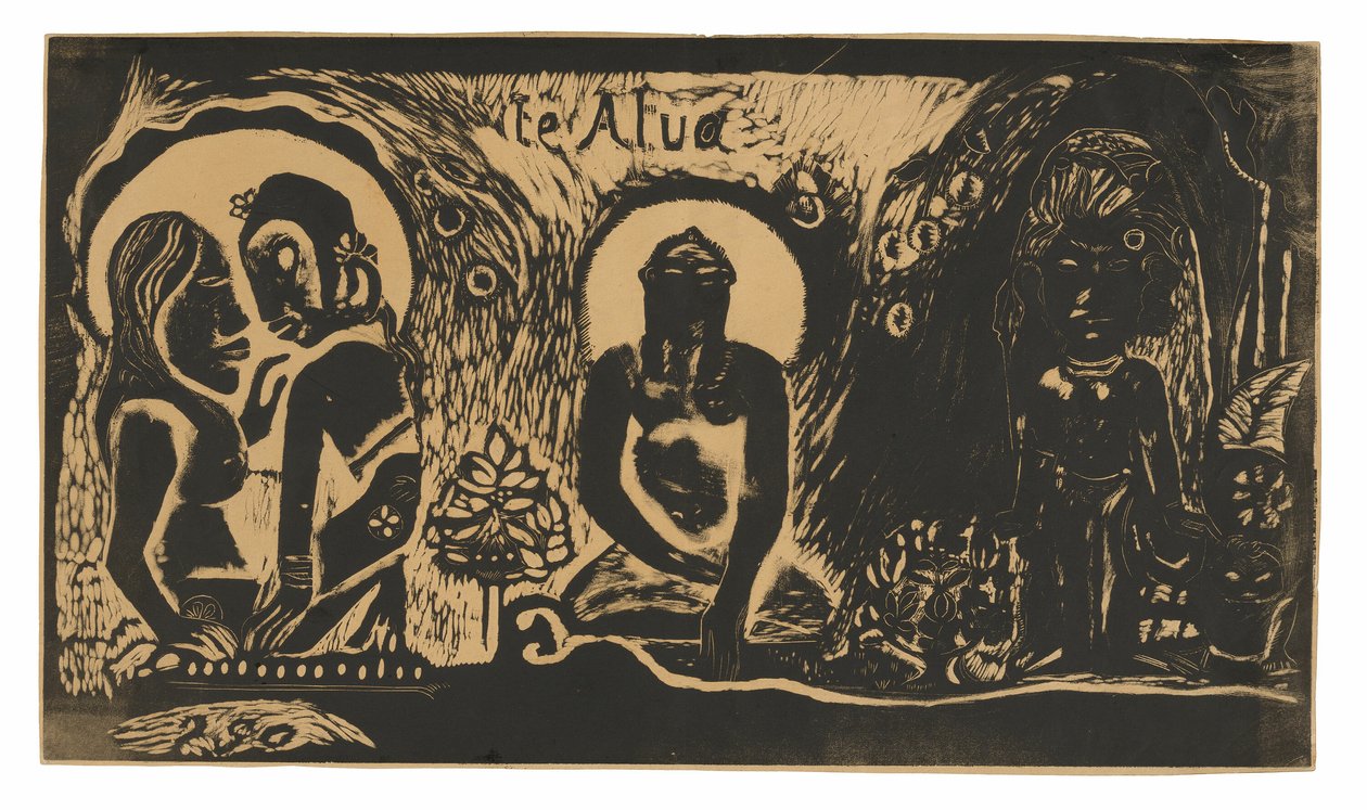 Te atua (De God), uit de Noa Noa Suite door Paul Gauguin