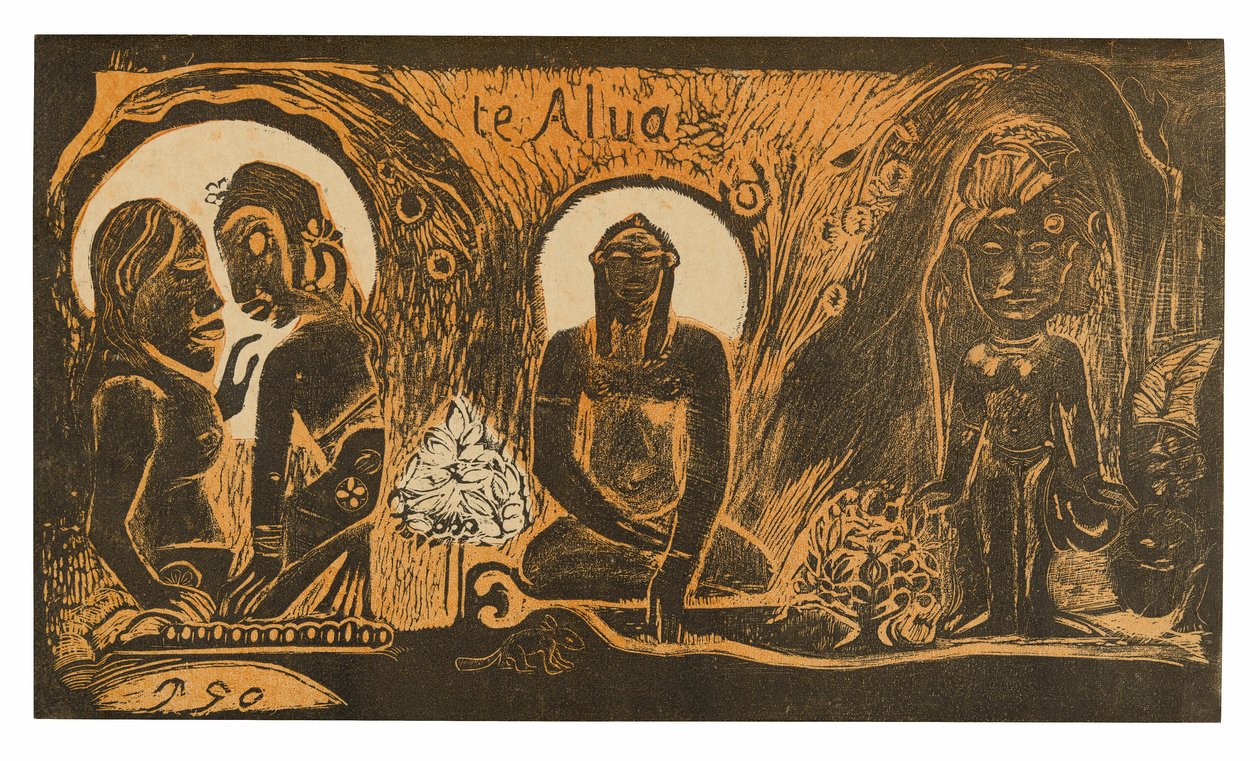 Te atua (De God), uit de Noa Noa Suite door Paul Gauguin