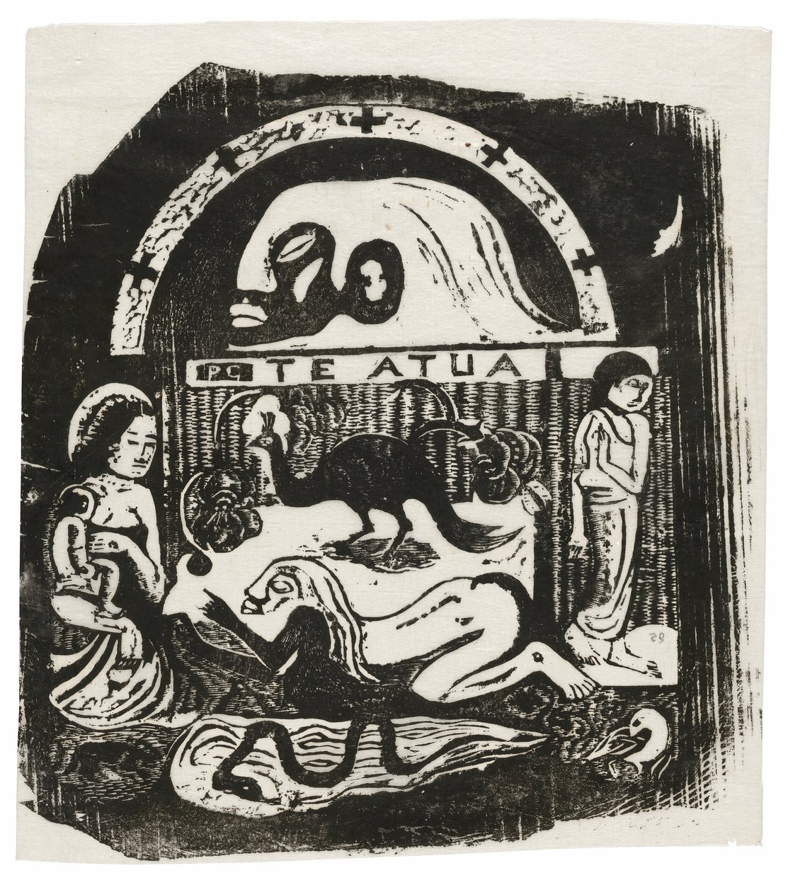 Te atua (De God), uit de Suite van Late Houtsneden door Paul Gauguin