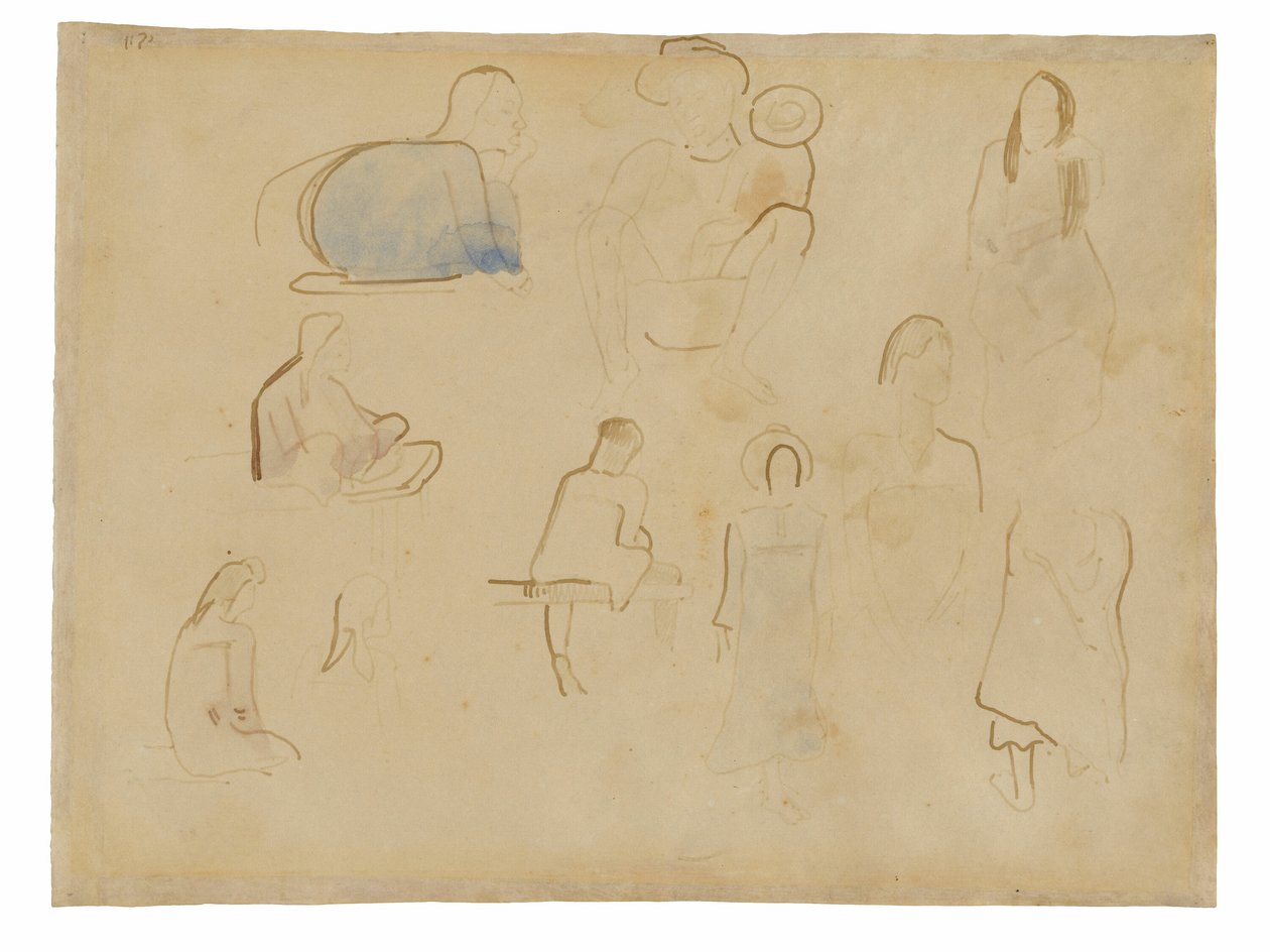 Tien studies van Tahitiaanse figuren door Paul Gauguin