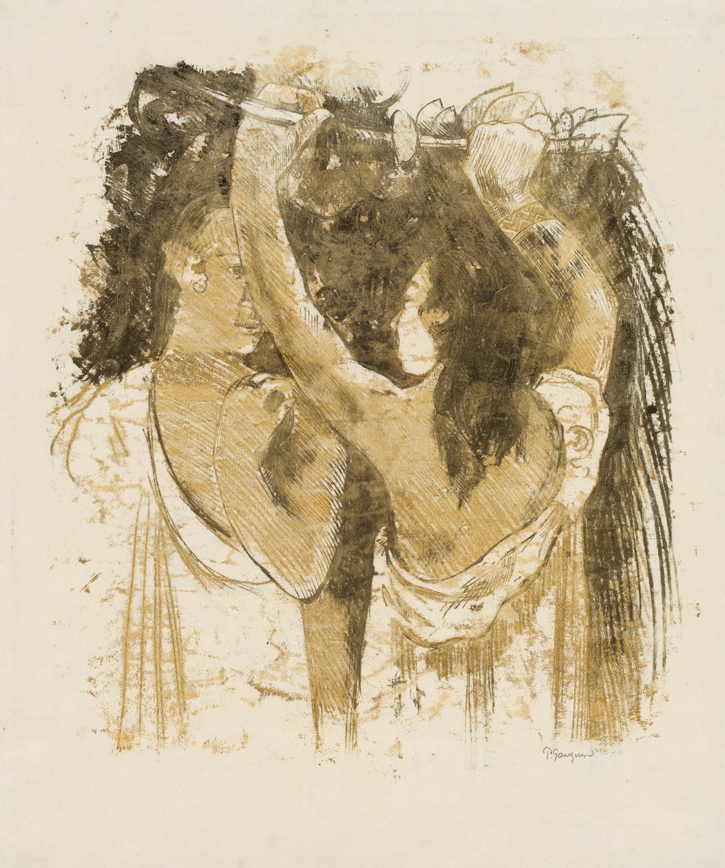 Twee Tahitianen die Fruit Verzamelen door Paul Gauguin