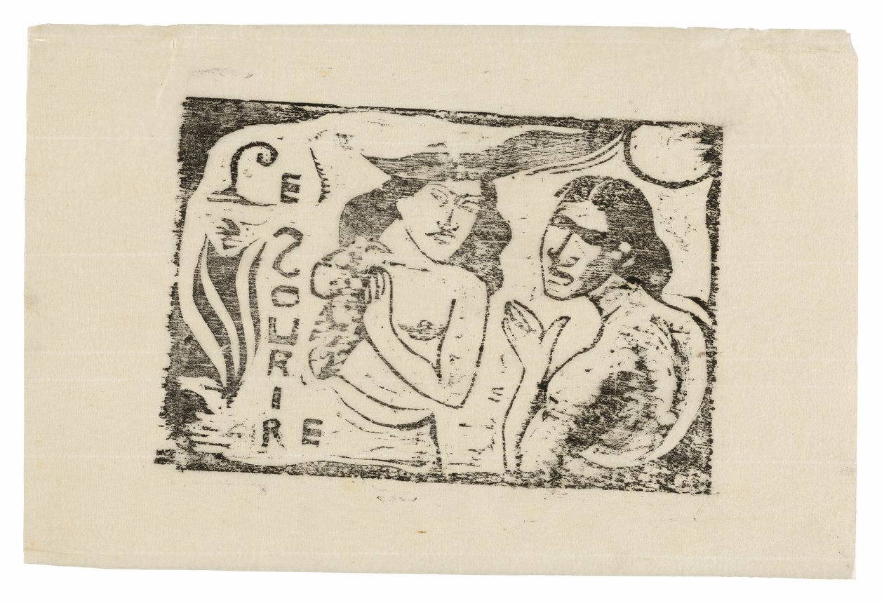 Twee Vrouwen aan het Kletsen, kopstuk voor Le Sourire door Paul Gauguin