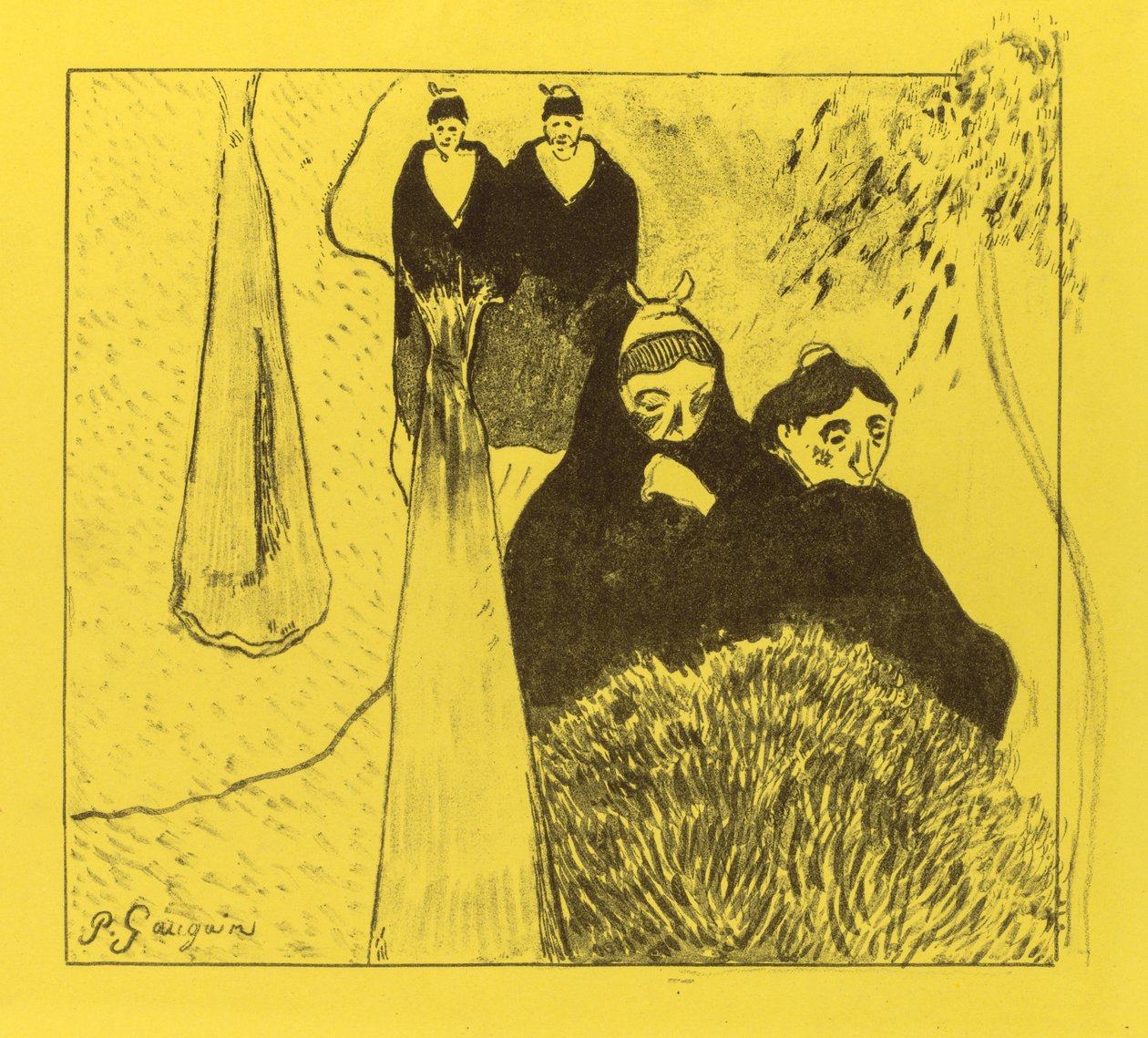 Volpini Suite: Oude vrouwen van Arles (Les Vieilles Filles [Arles]) door Paul Gauguin